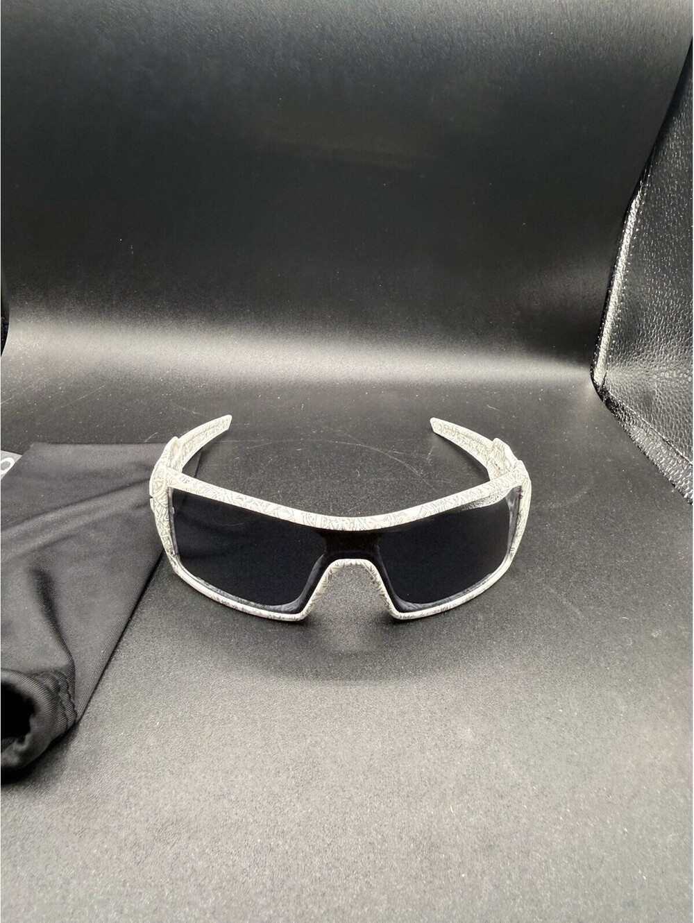 Oakley Oil Rig II White w/Text Black Iridium Polarized Lenses 03-461